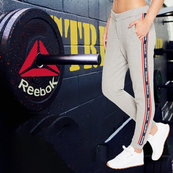 Reebok Women's Snap Pants Size XL Grey Heather Jogger Sweatpants - Picture 1 of 9